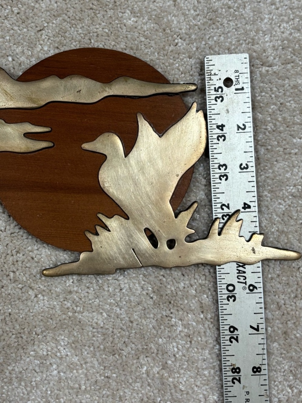 Vintage House of LLoyd Brass and Wood Duck and Cloud Wall Plaque 1989 - Picture 9 of 10